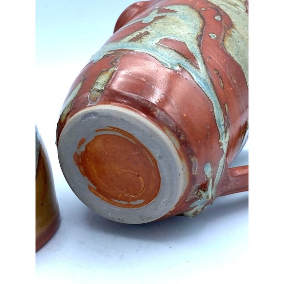 Hand Made Pottery Art Large Mug Pitcher With Small Matching Bowl /Cup - Picture 7 of 10